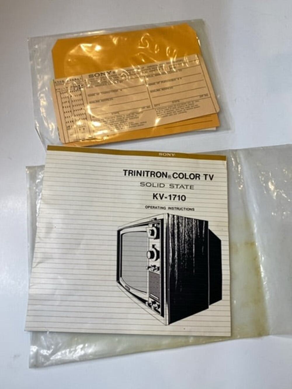 1970s Sony Instruction Manual for Triniton Color TV Solid State KV-1710